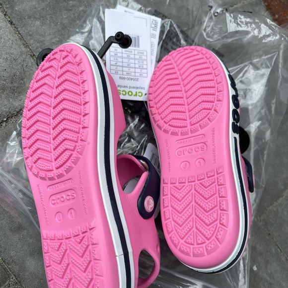 New Crocs Girls Bayaband Sandals Pink/Blue - Picture 7 of 15